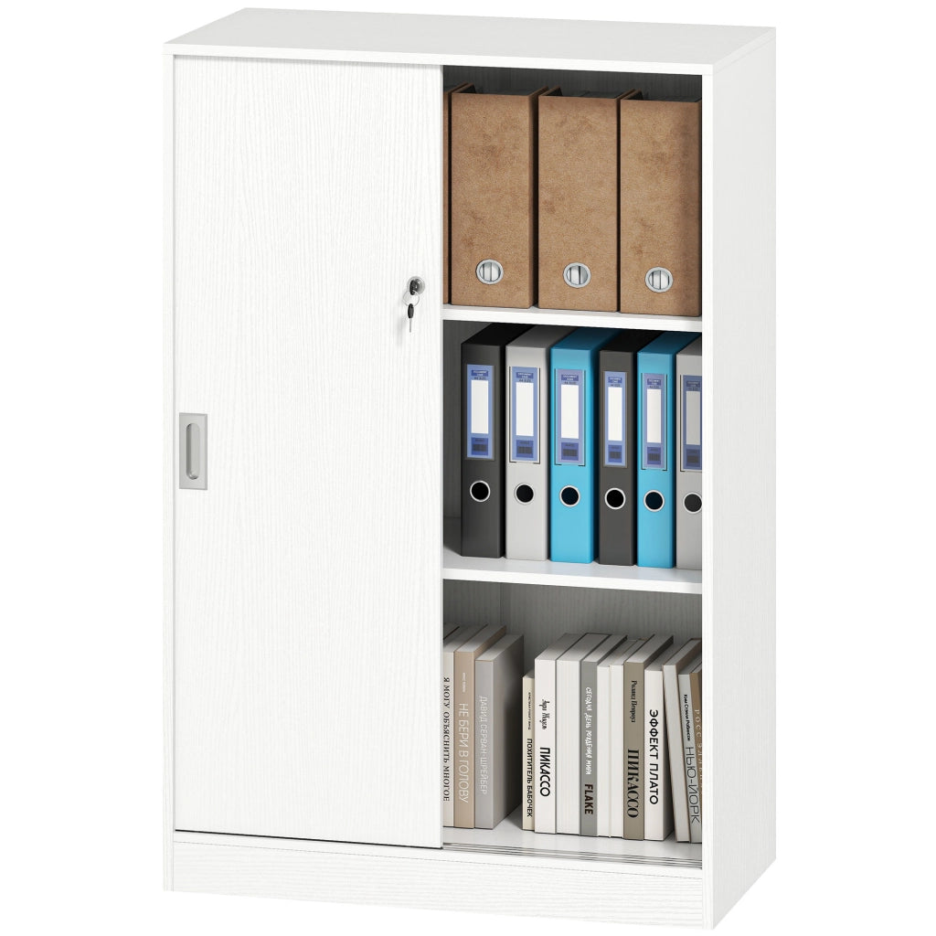 Armadio a 3 Ripiani con 2 Chiavi ¨C zephmum ¨C Bianco, Truciolato, 80x40x120 cm