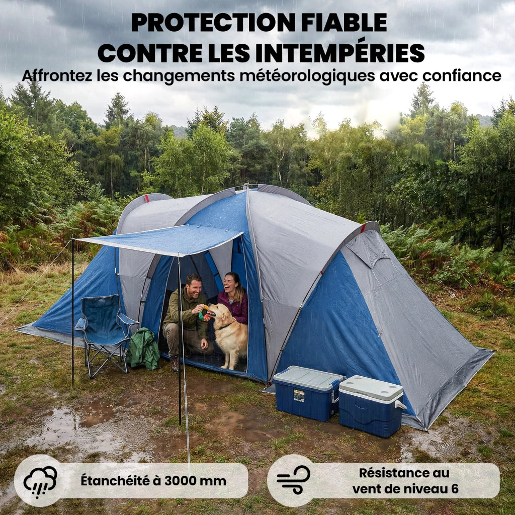 Tenda da campeggio tunnel 4-5 persone 2 camere ¨C zephmum ¨C blu