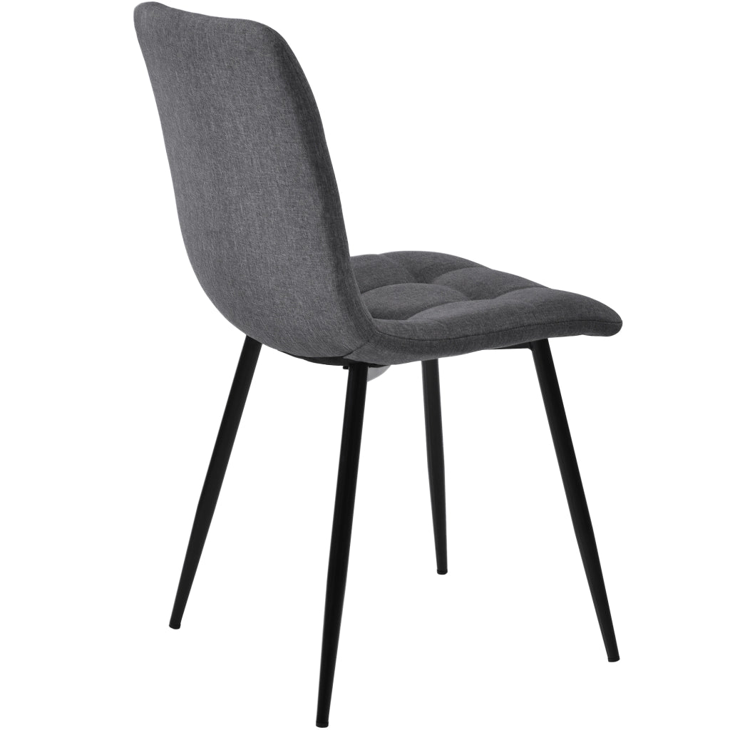 Sedia da pranzo set di 4 con seduta imbottita e schienale ergonomico per cucina in lino grigio