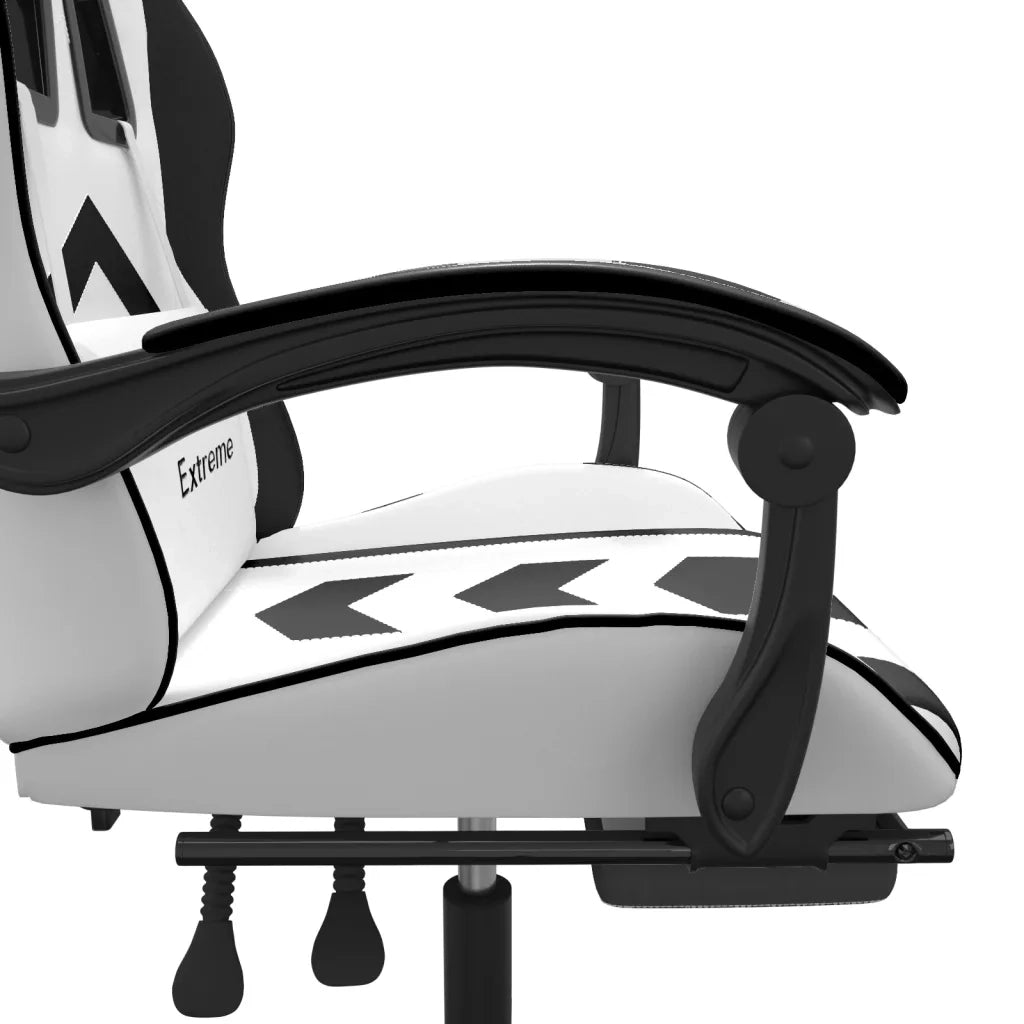 Sedia da Gaming Girevole Poggiapiedi Bianco e Nero Similpelle cod mxl 77082