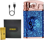 Aansteker USB Oplaadbaar con Doppia Fiamma - Color Blu - Regalo - Confezione Speciale