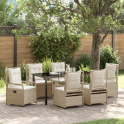 Set da Pranzo da Giardino 7 Pezzi Beige Rattan Sintetico