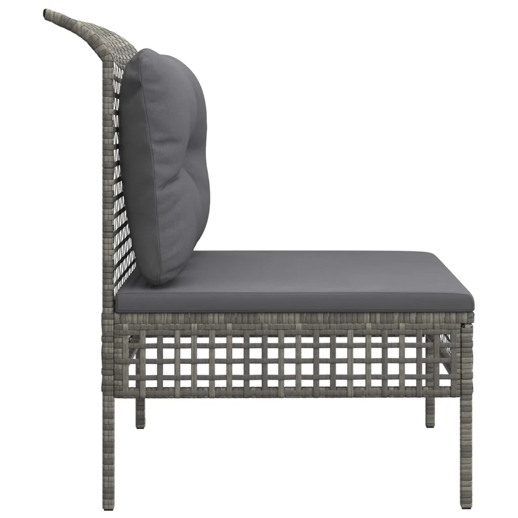 Divano Centrale da Giardino con Cuscino in Polyrattan Grigio 319667