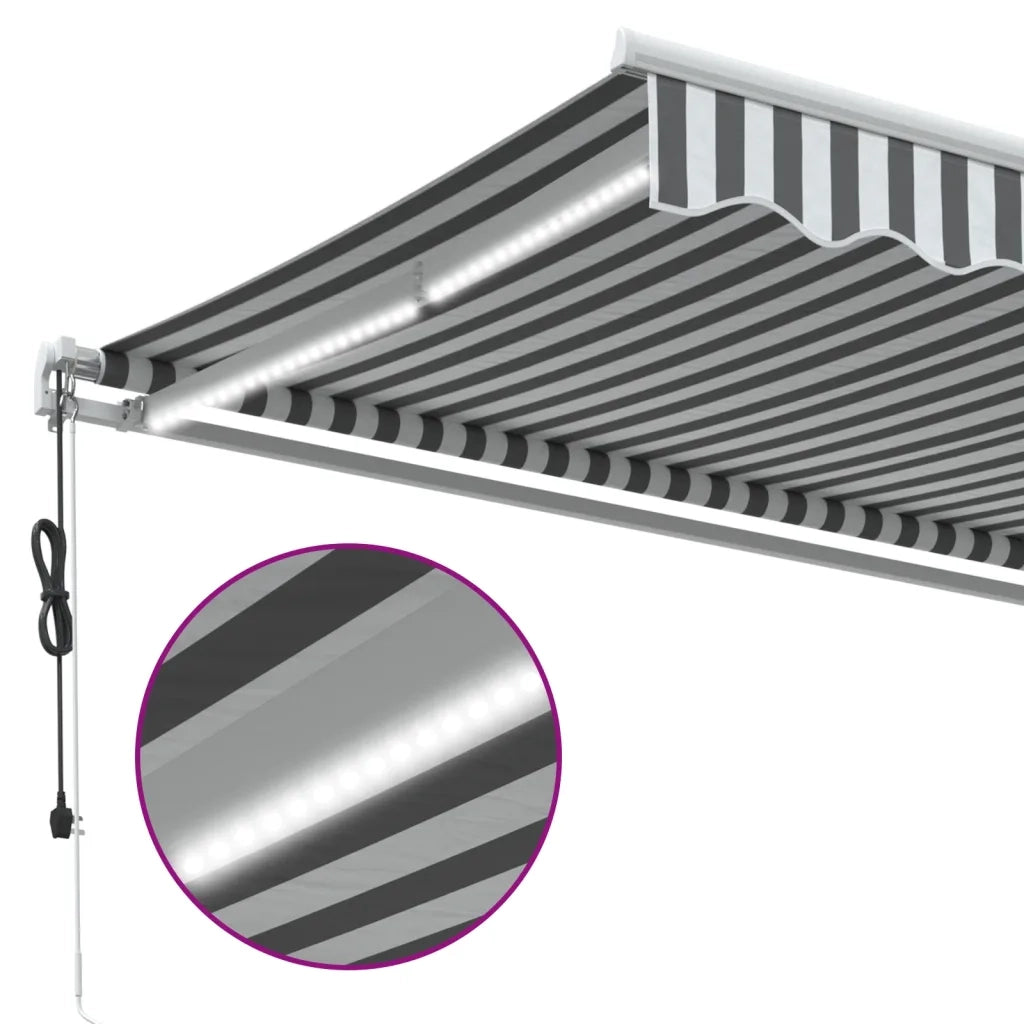Tenda Retrattile Automatica LED Antracite e Bianco 450x350 cm 3215799