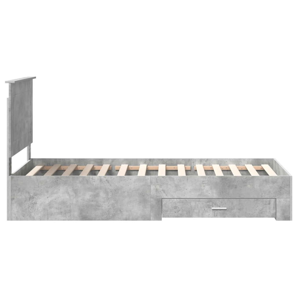 Struttura del letto con testiera-Giroletto con Testiera Grigio cemento 90 x 190 cm 452741