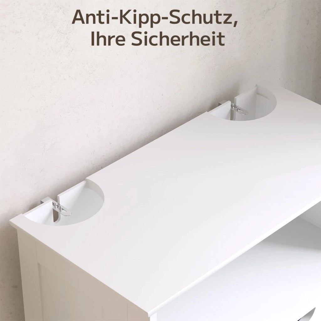 Mobiletto da bagno, mobiletto portaoggetti da bagno con 1 ripiano aperto, 1 cassetto e 1 ripiano da pavimento regolabile, per bagno, soggiorno, sala da pranzo, 60x30x108CM,Bianco