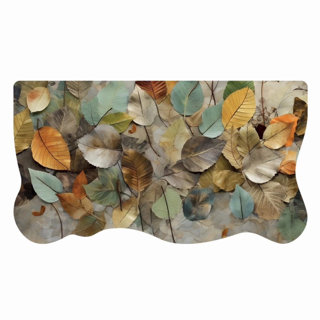 Tappeto Cucina Pvc Stampa Digitale HD Foglie Colorate Antiscivolo Lavabile Antimacchia 50x90 cm