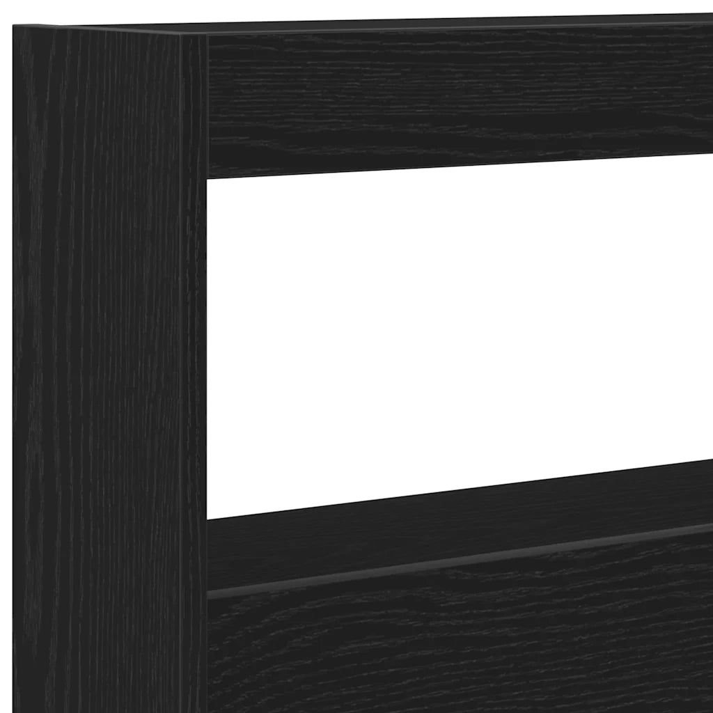 Testiera con Contenitore a LED Rovere Nero 180x17x102 cm