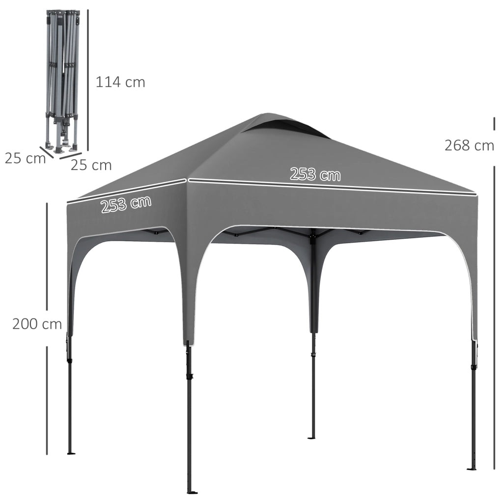 Gazebo da giardino pieghevole ¨C Zephmum ¨C Grigio 2.5x2.5m tessuto Oxford anti-UV