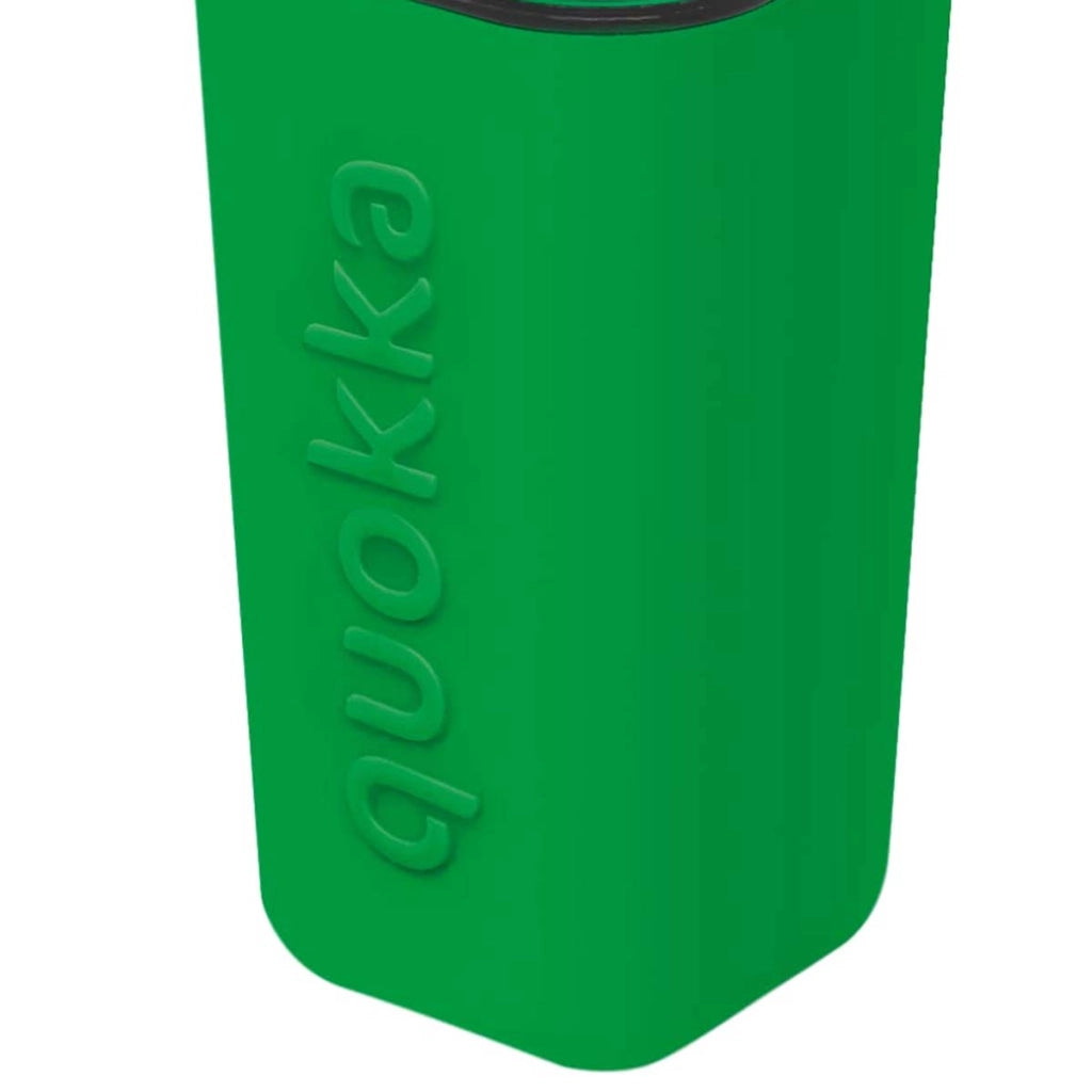 Tazza in Vetro 540 ml con Coperchio in Bambù e Cannuccia Inox Verde Quokka