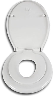 WC riduttore con visore WC in PP con sedile per bambini integrato Sistema di rilascio rapido e chiusura morbida Bianco