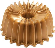 Padella Bundt in Alluminio Fuso - Forma da Biscotti con Disegno Luminoso - Fatta negli Stati Uniti - Oro