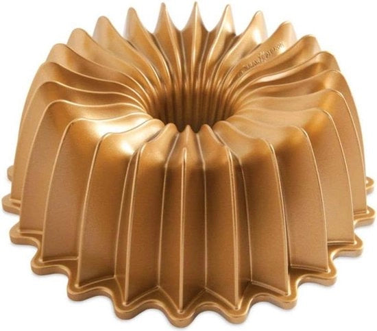 Padella Bundt in Alluminio Fuso - Forma da Biscotti con Disegno Luminoso - Fatta negli Stati Uniti - Oro