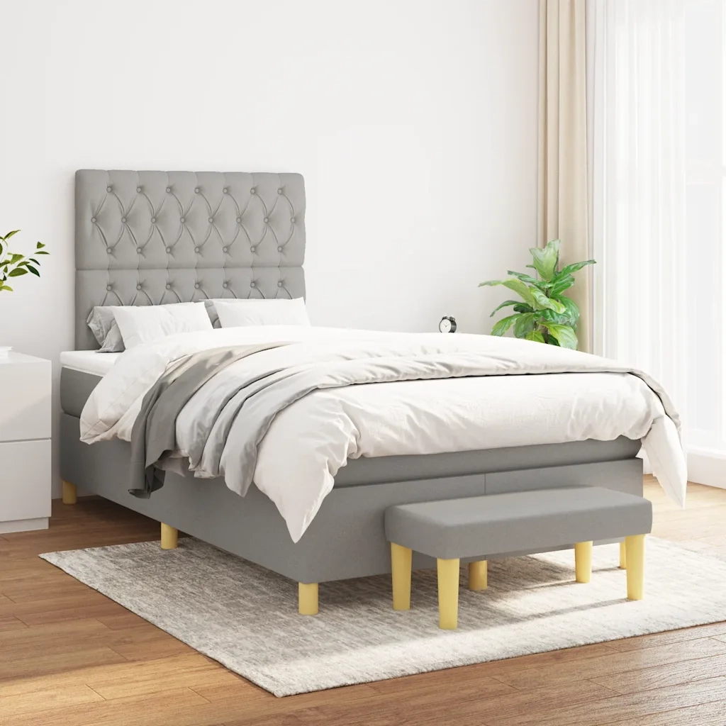 Giroletto a Molle con Materasso Grigio Chiaro 120x190cm Tessuto 3270425