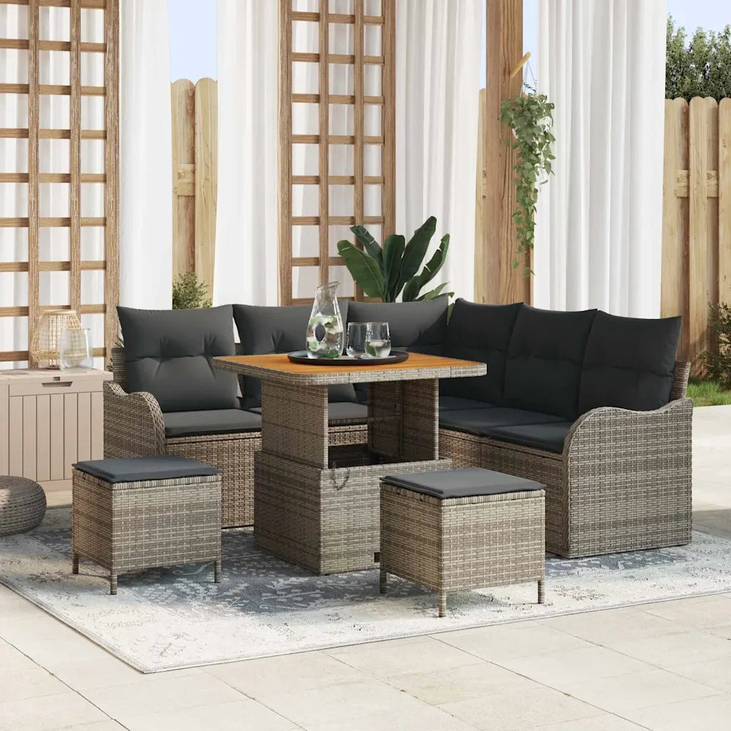 Set Divano da Giardino con cuscino 8 pcs Grigio polyrattan 3362263