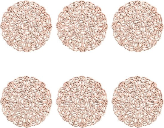 Set di 6 Antiscivolo - Antislip - 6 Pezzi - Rose - Uitgeholde Metallic