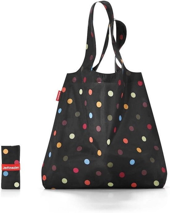 Borsa da Shopping Mini Maxi 43,5 x 60 x 7 cm / 15 l Nero con Punti Colorati.