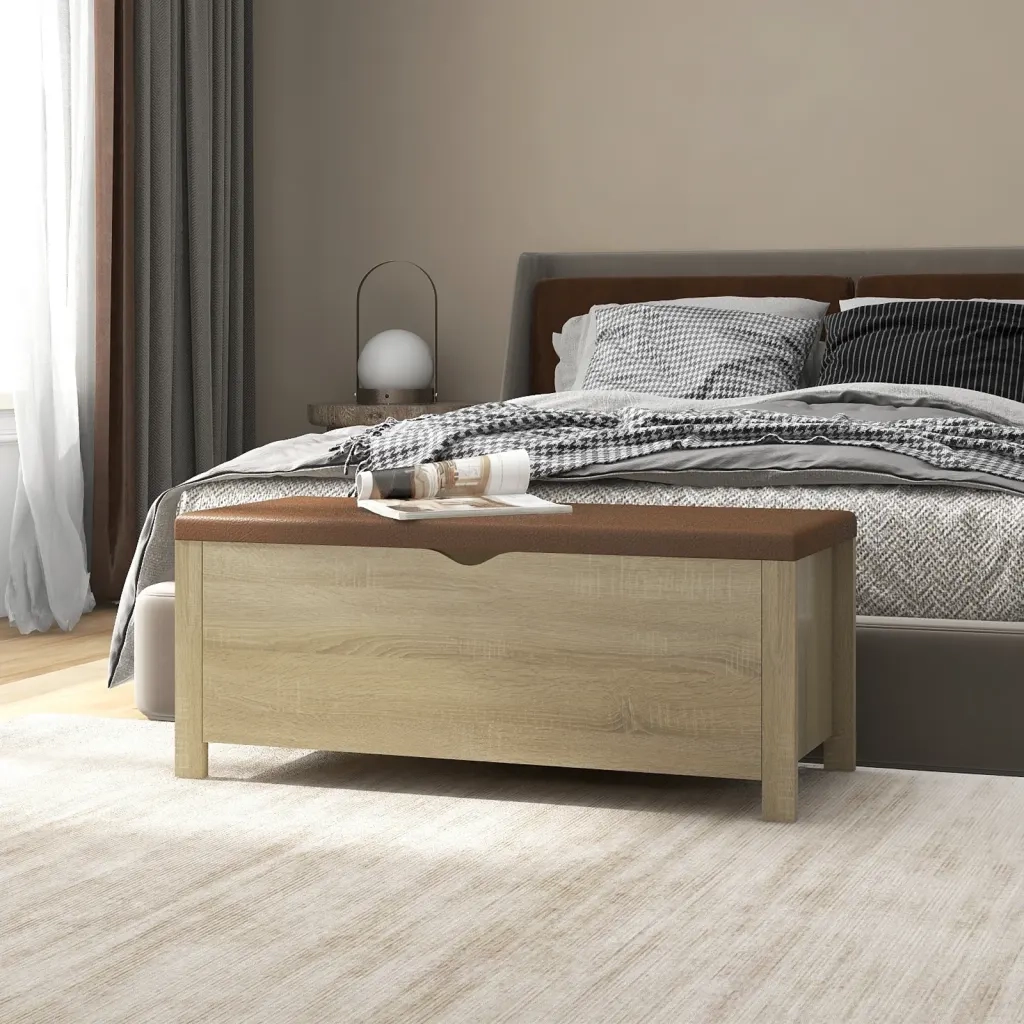 Contenitore con Cuscino Rovere Sonoma 105x40x45cm Multistrato