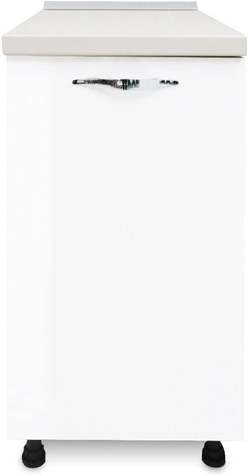 Base Cucina Componibile Bianco Lucido 45 cm con Top e Maniglia Cromo