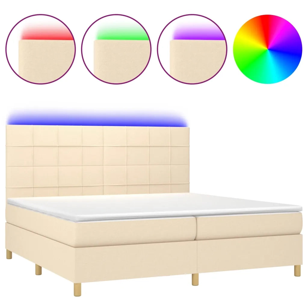 Letto a Molle Materasso e LED bianco 200x200cm in Tessuto 3135466