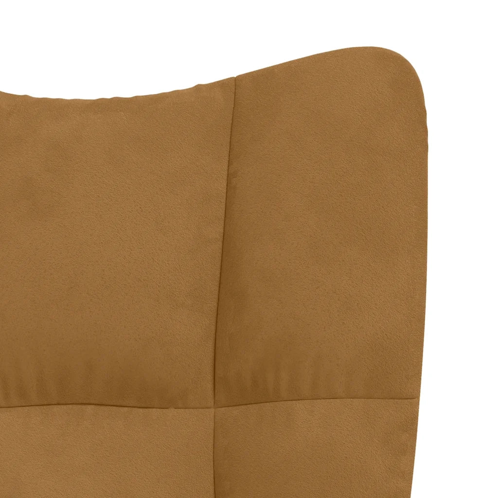 Sedia a dondolo con sgabello in velluto marrone 328158