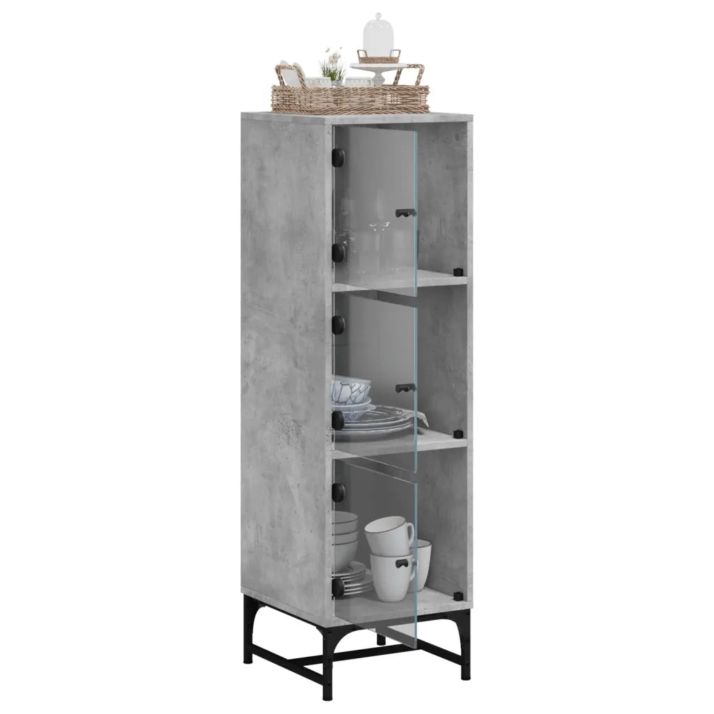 Credenza con Ante in Vetro Grigio Cemento 35x37x120 cm 836563
