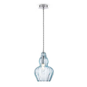 Maytoni Sospensione Contemporanea Eustoma 1 luce E14 nichel metallo diffusore vetro blu