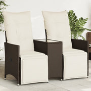 Divano Giardino Reclinabile 2 Posti Tavolino-Sofa da Giardino-Divanetto da esterno Marrone Polyrattan 810503