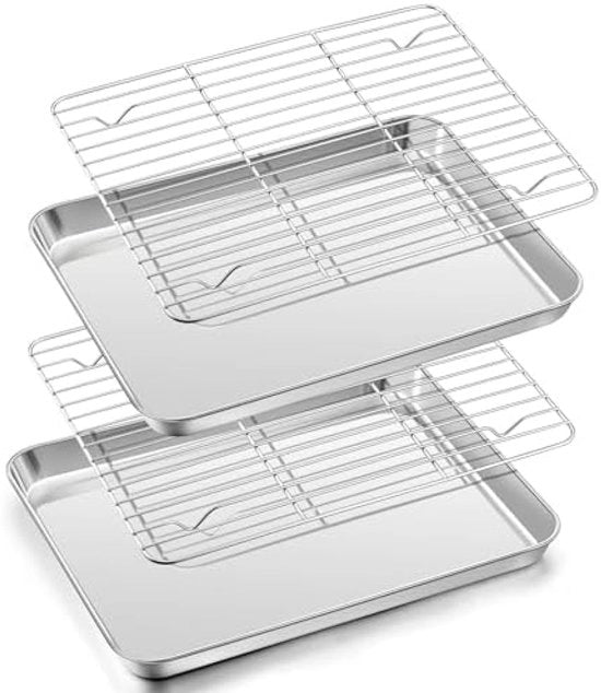 Set di Piastre per Forno con Grigliate in Acciaio Inox