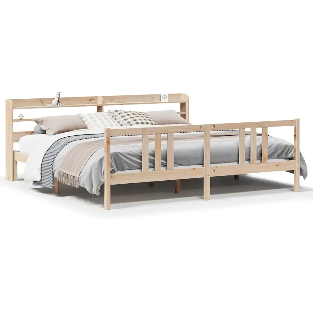 Giroletto con Testiera 200x200 cm in Legno Massello di Pino 3306718