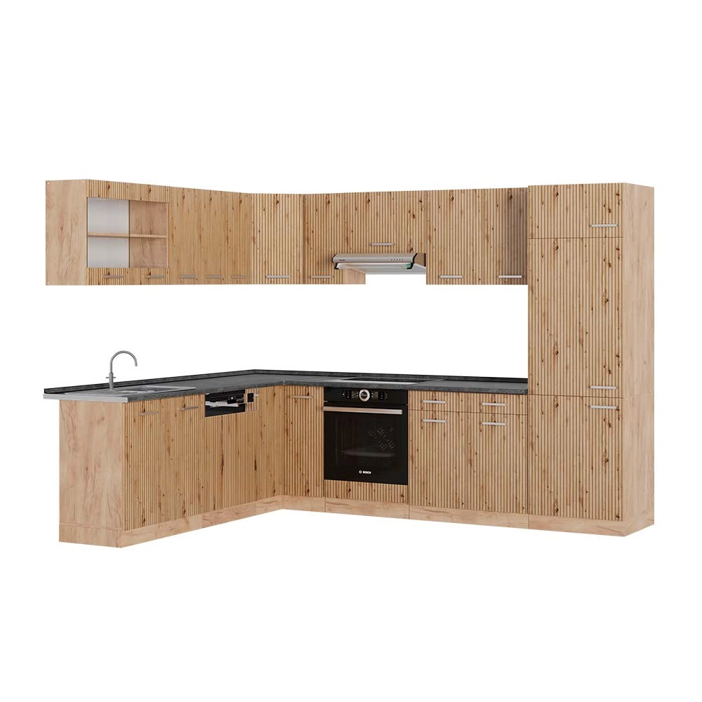 Vicco Cucina angolare completa Rovere artigianale/rovere Goldkraft 227 x 287 cm , PL Antracite