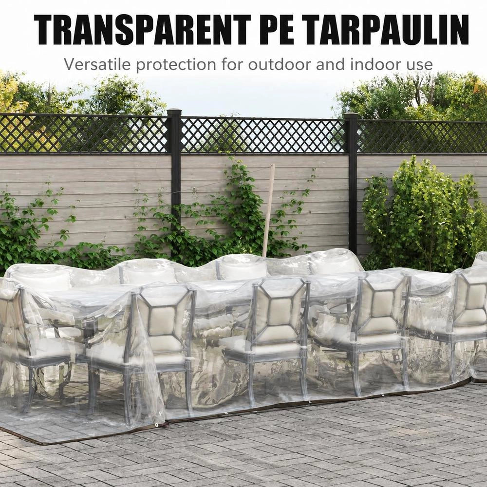Telo trasparente con occhielli, 3x12 m, in polietilene, resistente e robusto, ideale per esterni, giardino e balcone