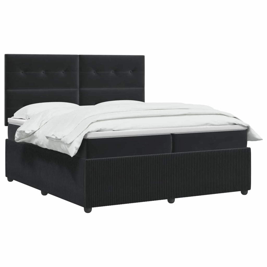 Letto box spring con materasso Nero 200 x 200 cm Velluto 3454675