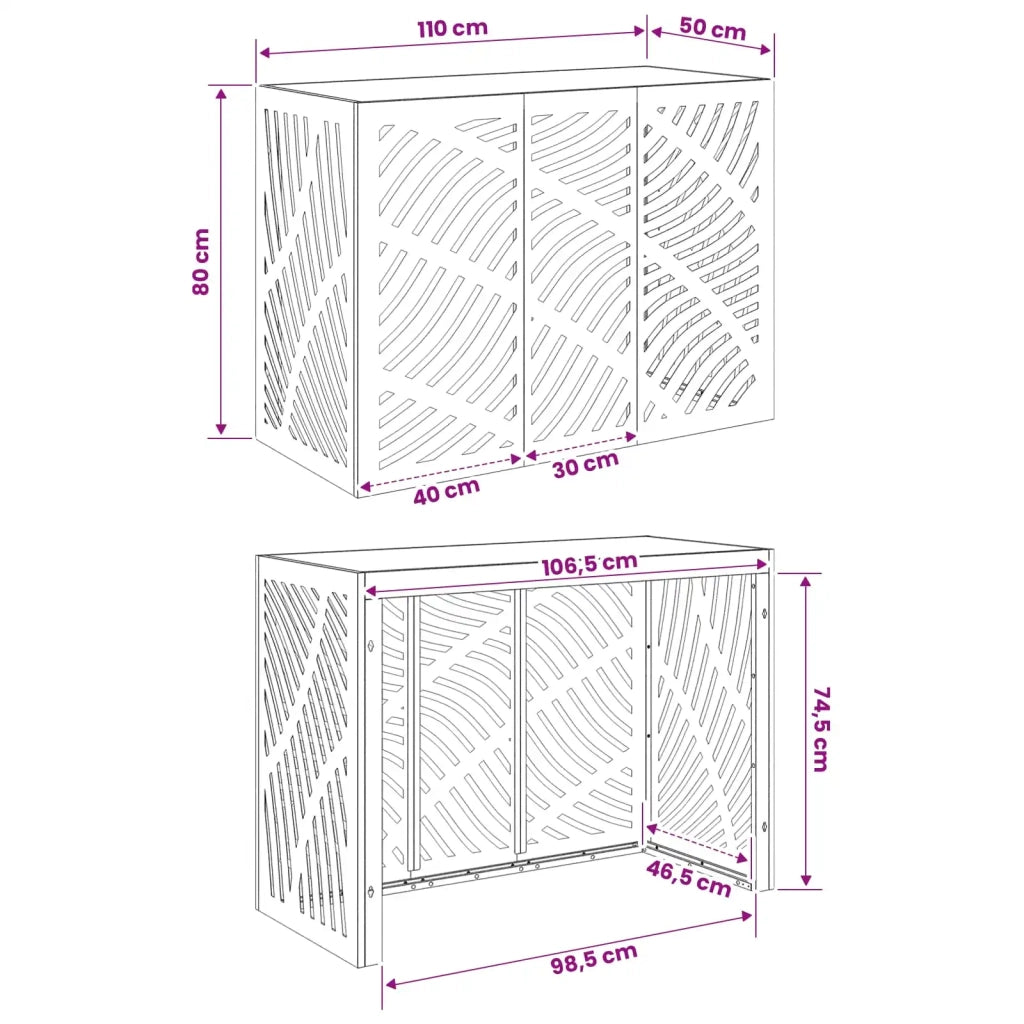 Copertura per condizionatore d'aria Antracite 110 x 50 x 80 cm 8014110