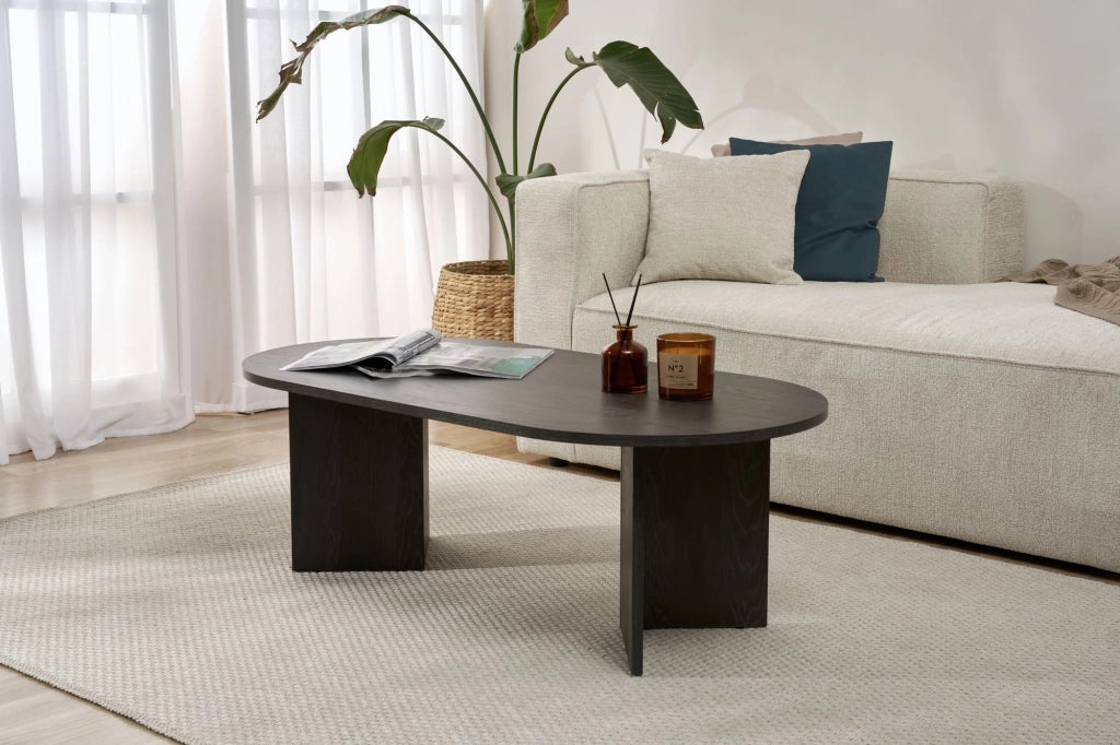 Porcari, Tavolino da Salotto Forma Rettangolare, 119x60x40h cm Nero