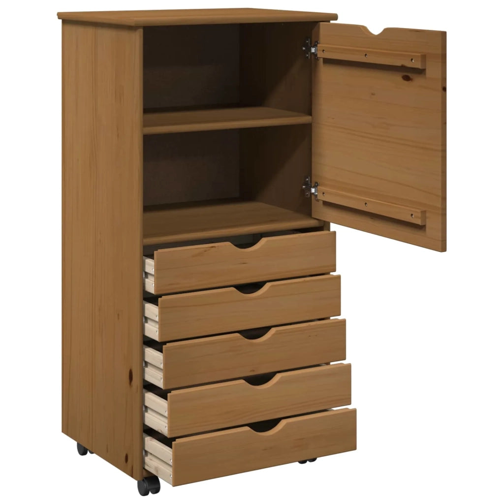 Mobile con Ruote con ruota Marrone miele 53 x 39 x 103 cm 42028368
