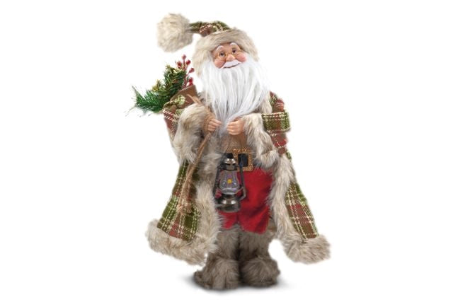 Decorazione Casa Natalizia Babbo Natale Scozzese con Carillon 50 cm