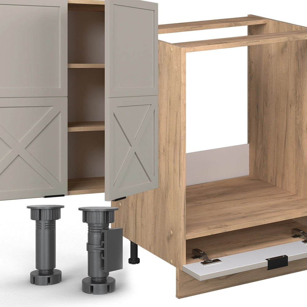 Cucina angolare completa Fame-Line GrigioBeige/Rovere dorato 347 x 60 cm, PL Marmo Vicco