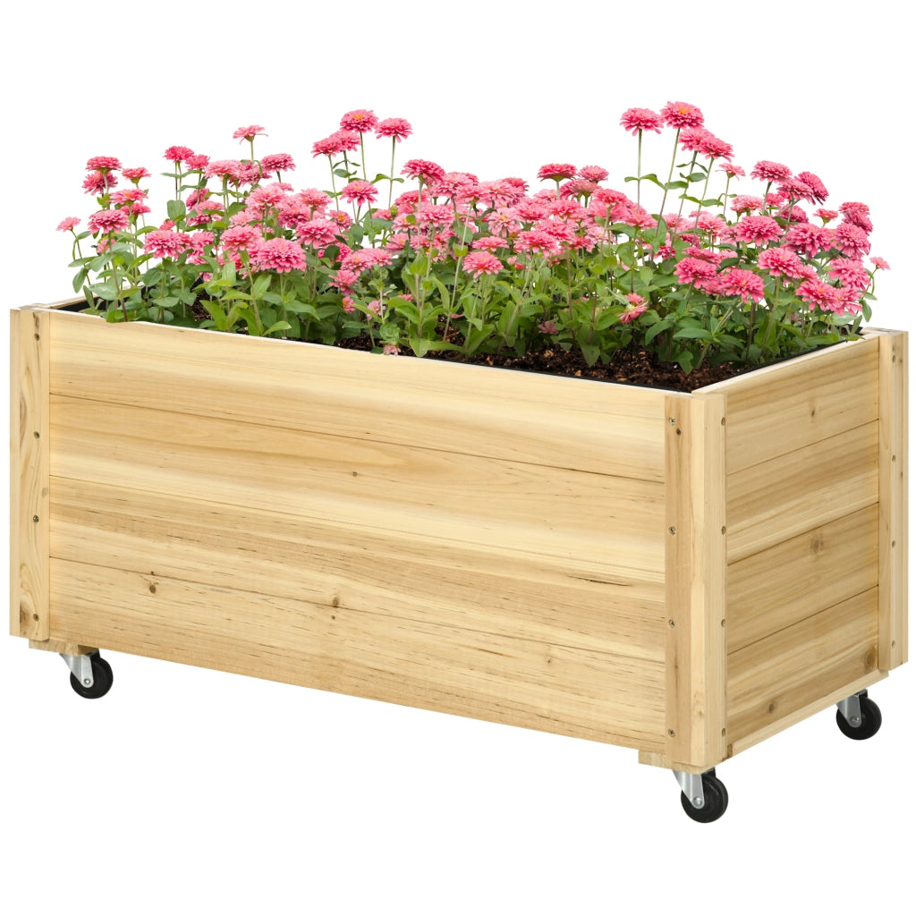 Fioriera Giardino Legno con Drenaggio e Telo ¨C zephmum ¨C 89x48x47 cm Naturale