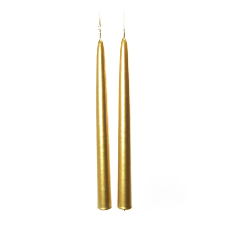 COPPIA DI CANDELE A STELO ORO LUCIDE IN CERA  DIAM 2.2X25H CM DI MERCURY