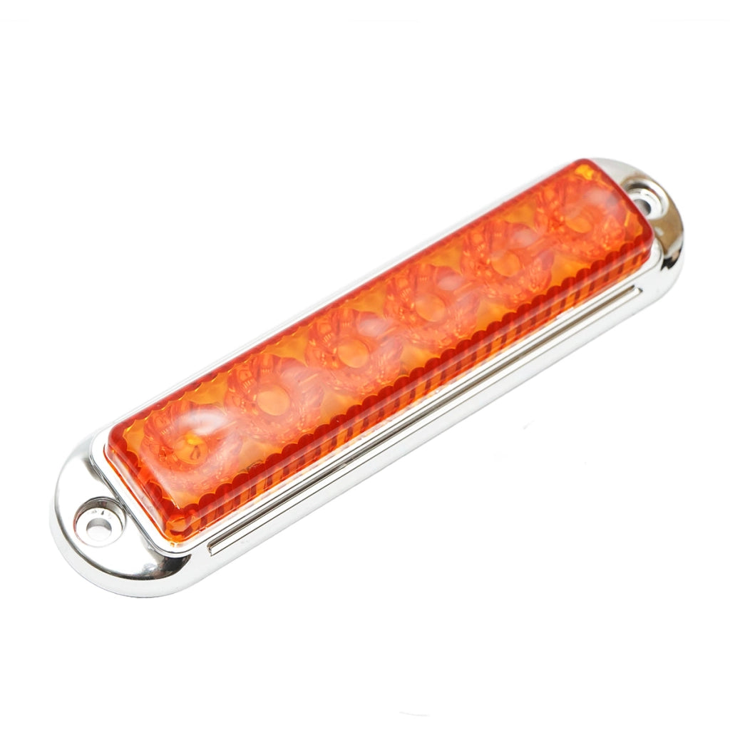 Lampada laterale  LED, gialla, 12V-24V, 155x37 mm, con cornice cromata, Breckner Germany.