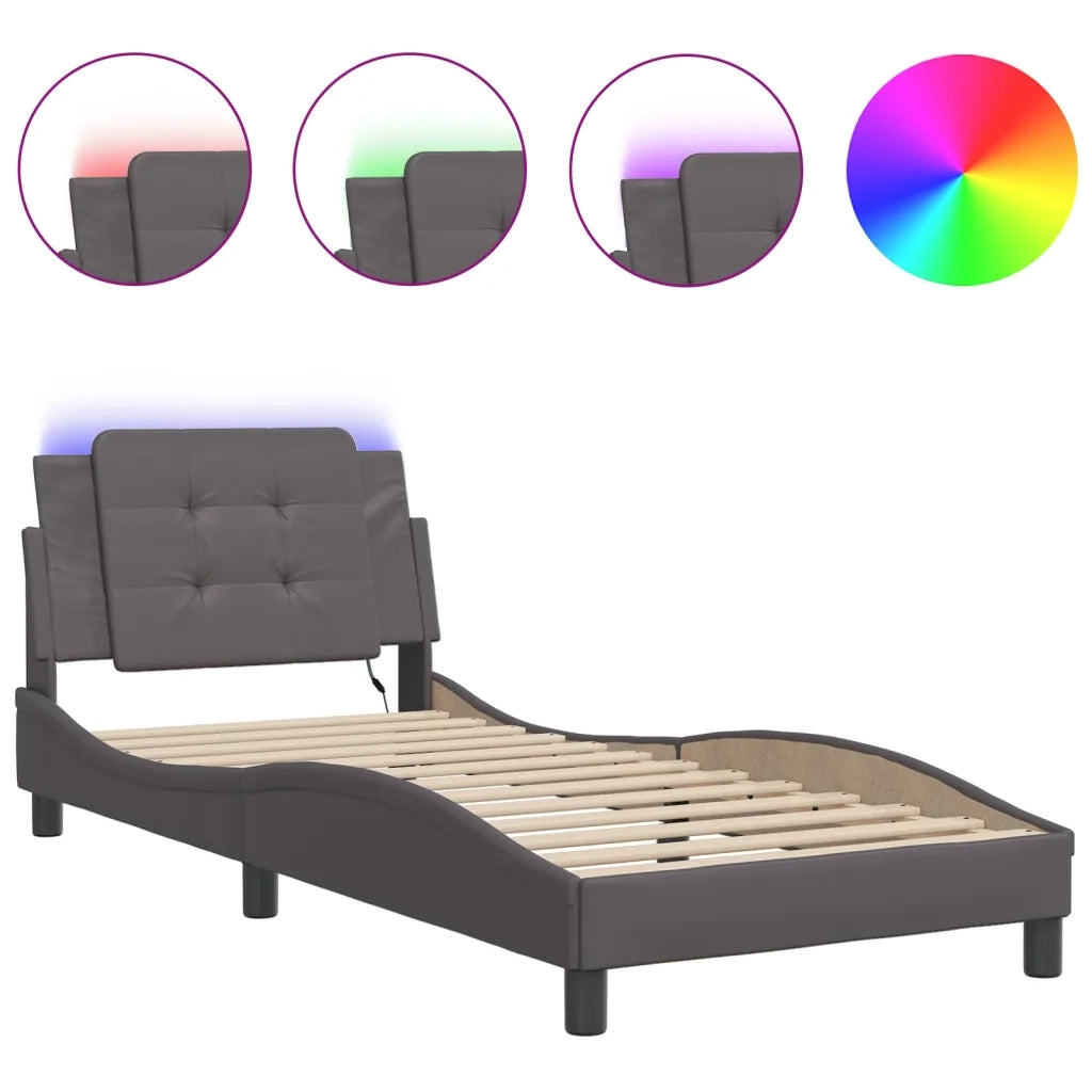 Giroletto con LED senza Materasso-Struttura Letto Zadar Grigio 90x200 cm