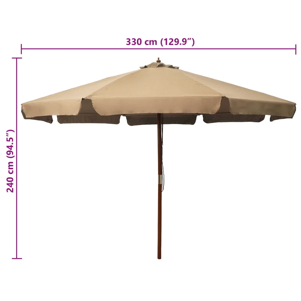 Ombrellone da Esterni con Palo in Legno 330 cm Grigio Talpa cod mxl 18107