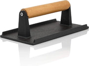 Pesi in ghisa per carne | 1 kg | Griglia per hamburger con maniglia in legno | Accessorio per barbecue