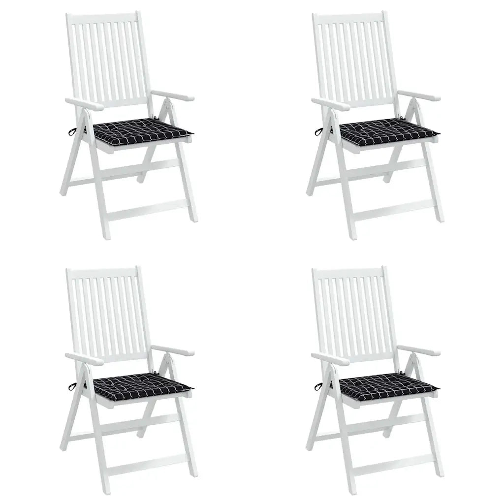 Cuscini Sedia 4 pz Motivo a Quadri Nero 40x40x4 cm in Tessuto 361015