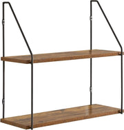 Plancia da parete con 2 livelli, stile elegante, 60 x 20,5 x 80 cm, legno e metallo, pannelli di stoccaggio per camera da letto, cucina, soggiorno, bagno