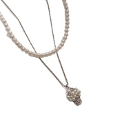 Semplice collana con perle e diamanti a forma di popcorn