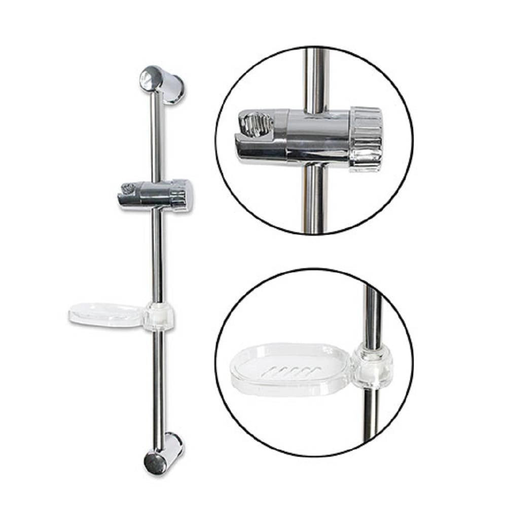 Trade Shop - Saliscendi Per Soffione Doccia Altezza Regolabile Con Portasapone 60 Cm 69155 -