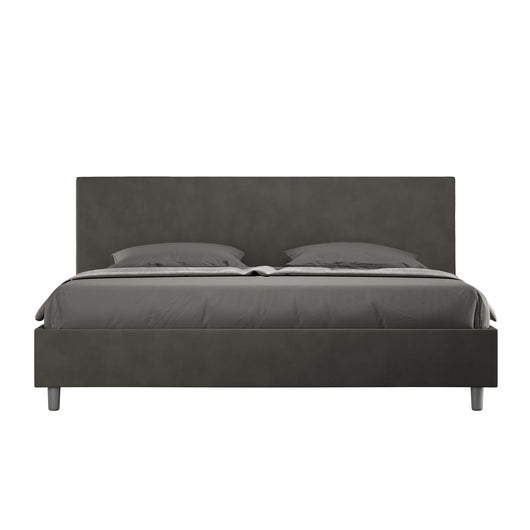 Letto Matrimoniale King size rivestito in Microfibra - ADELE Dimensione Rete: 190x200, Tipologia Letto: Con Rete e Contenitore, Colore: Grigio