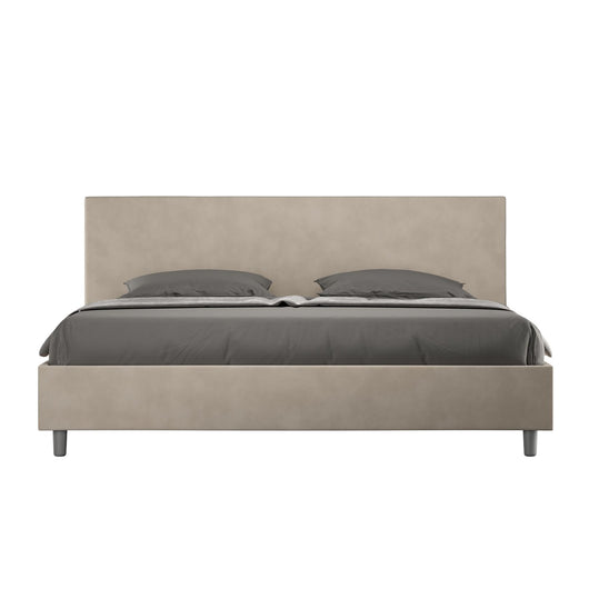 Letto Matrimoniale King size rivestito in Microfibra - ADELE Dimensione Rete: 190x210, Tipologia Letto: Con Rete e Contenitore, Colore: Beige